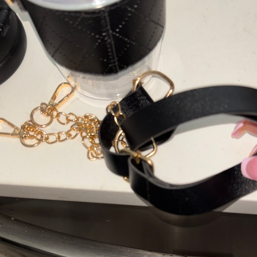 Black Travel Mug (with crossbody strap and straw) - Picture 4 of 4